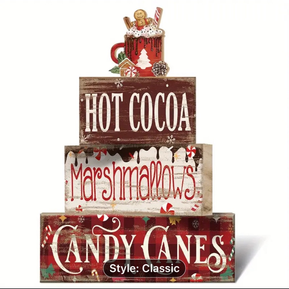 Festive Holiday Sign Set - Red and Brown